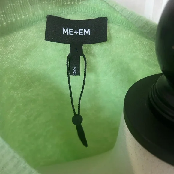 ME+EM Responsible Alpaca Wool Crop Cardigan Green Women’s Size Large - Picture 10 of 11